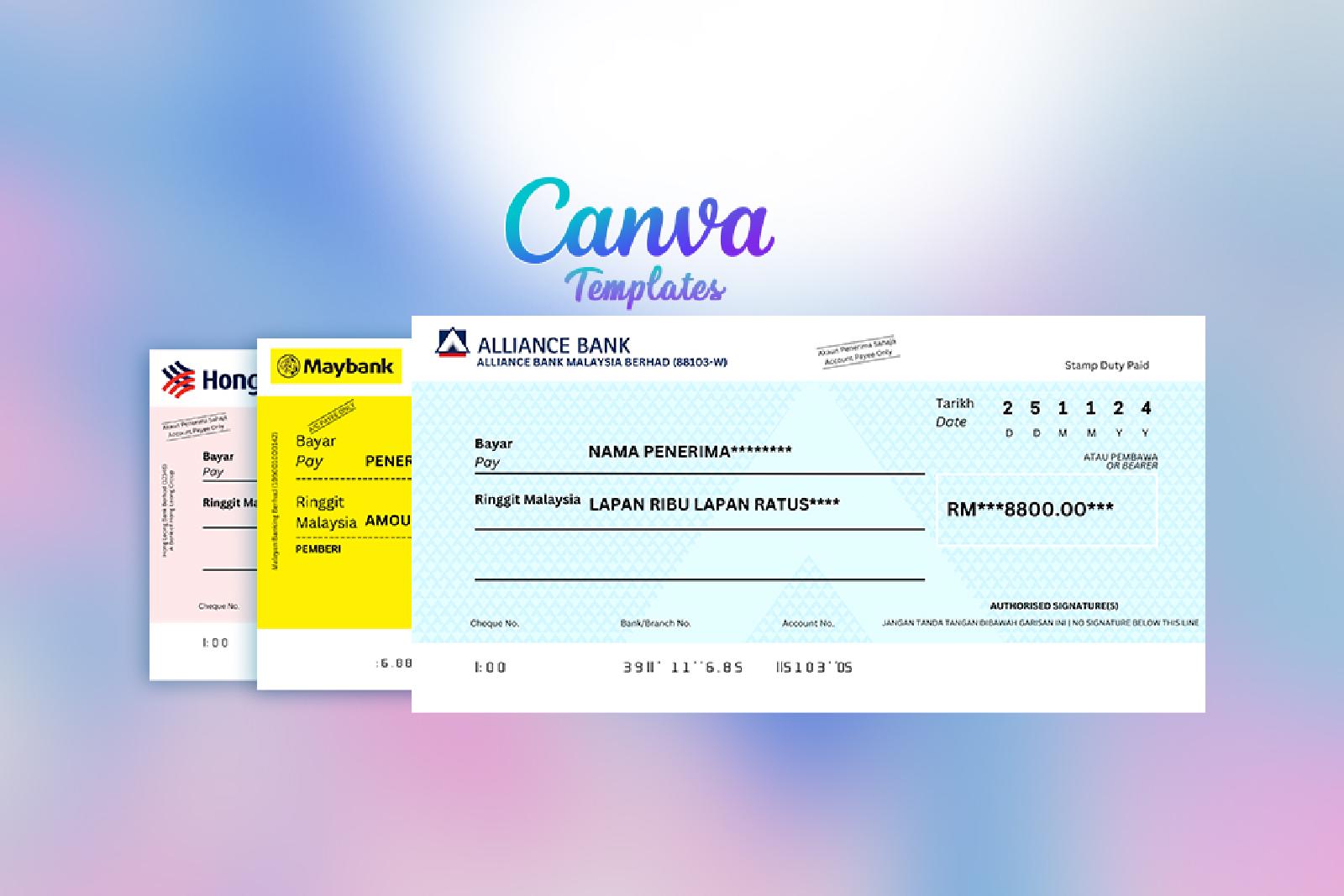 Canva Template Malaysian Bank Mock Cheque